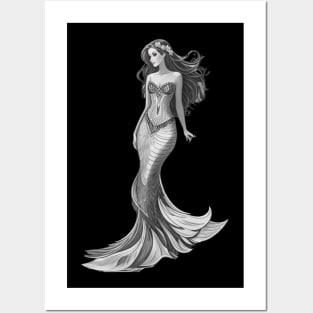 Beautiful Black and Elegant Mermaid inside a Phone case. Posters and Art